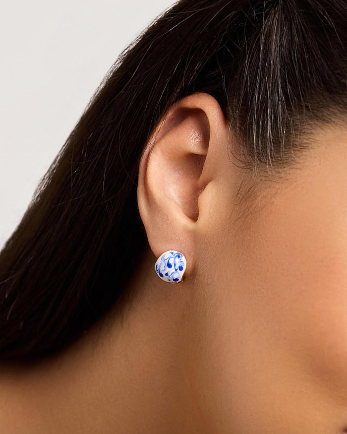 Statement Earrings - Mini Abby Marble Blue