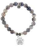 Storm Agate Gemstone Bracelet with Paw CZ Sterling Silver Charm