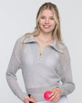 Tania Crochet Pickleball Sweater – Lightweight Half-Zip Knit