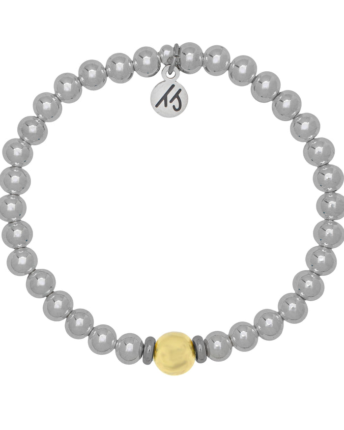 The Cape Bracelet - Silver Steel with Gold Ball