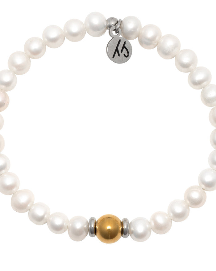 The Cape Bracelet- Pearl with Gold Ball