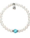 The Cape Bracelet- Pearl with Larimar Ball