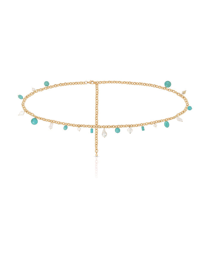 Tropical Turquoise and Pearl Waist Chain