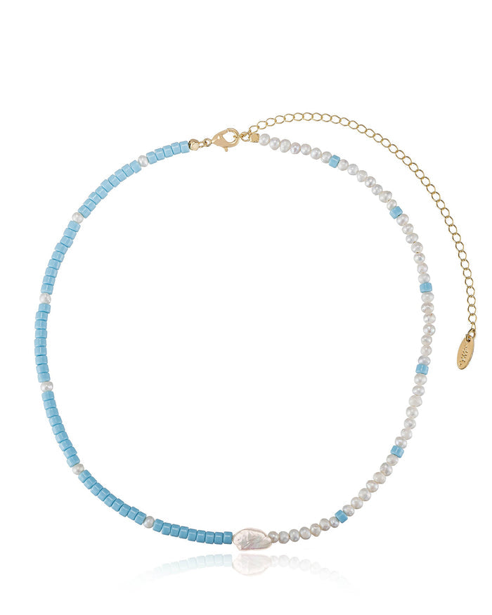 Turquoise and Pearl Strand Necklace