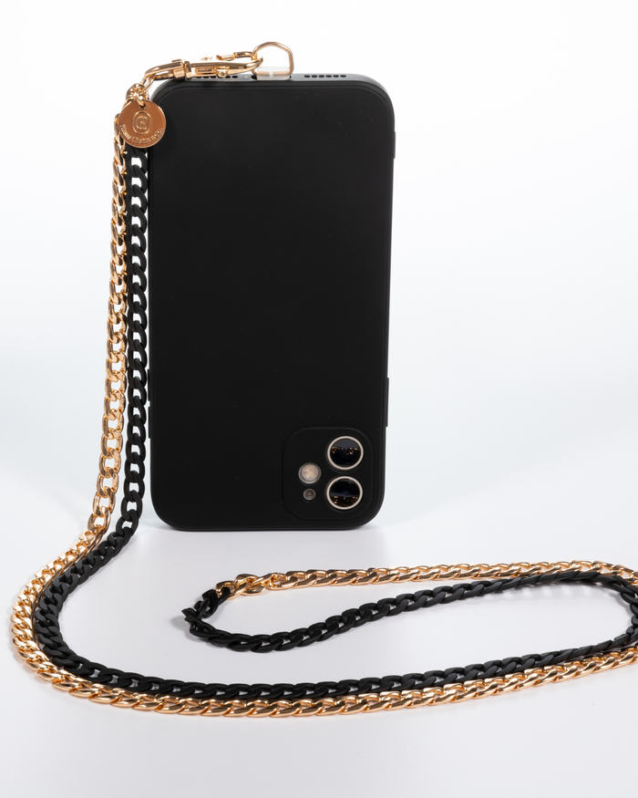 Two Tone Black N' Gold Crossbody Phone Chain