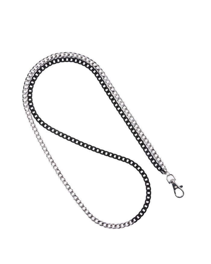 Two Tone Black N' Silver Crossbody Phone Chain
