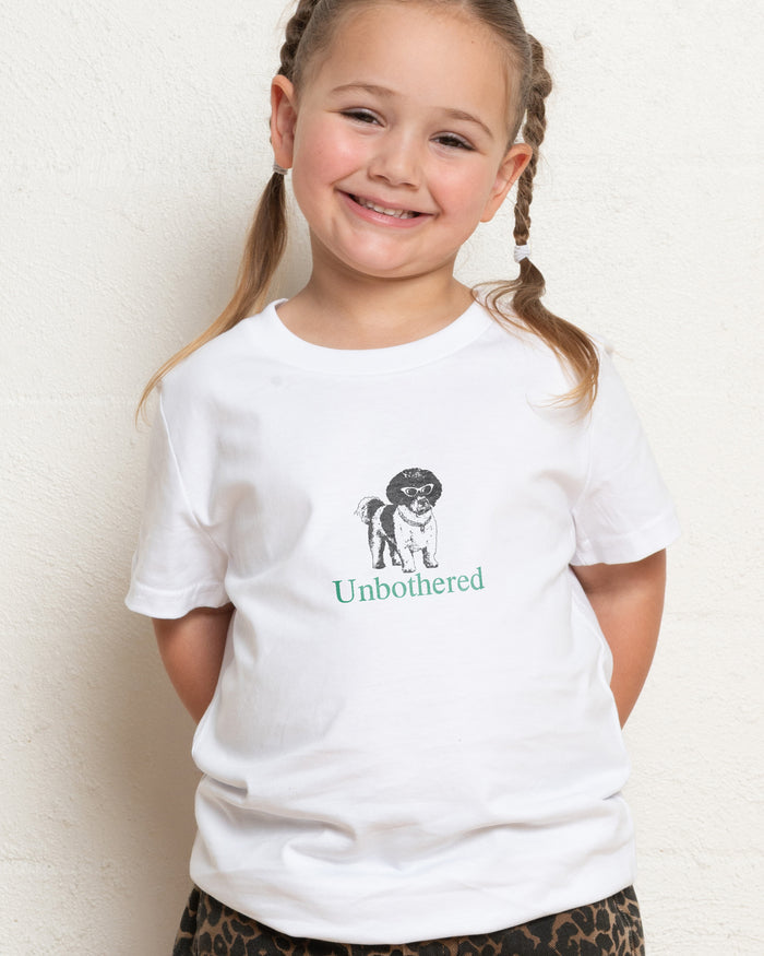 Unbothered White Kids T-Shirt