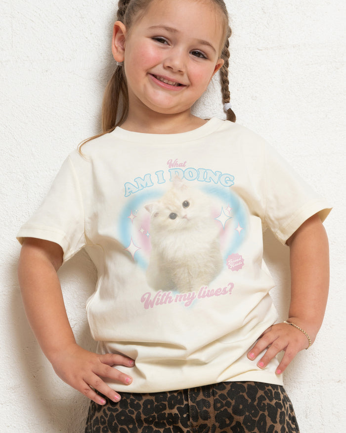 What Am I Doing With My Lives? Natural Kids T-Shirt