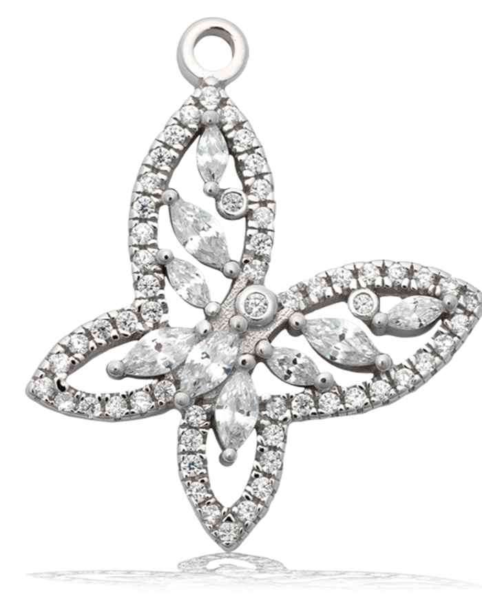 Yellow Shell Gemstone Bracelet with Butterfly CZ Sterling Silver Charm