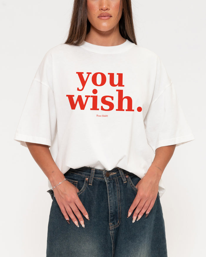 You Wish White Boxy Crop Tee