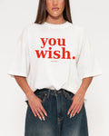 You Wish White Boxy Crop Tee