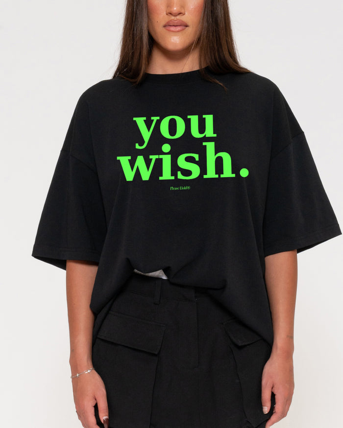 You Wish Black Boxy Crop Tee
